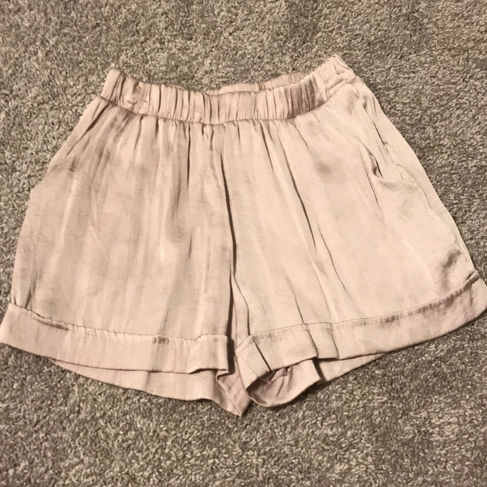 champagne silky shorts